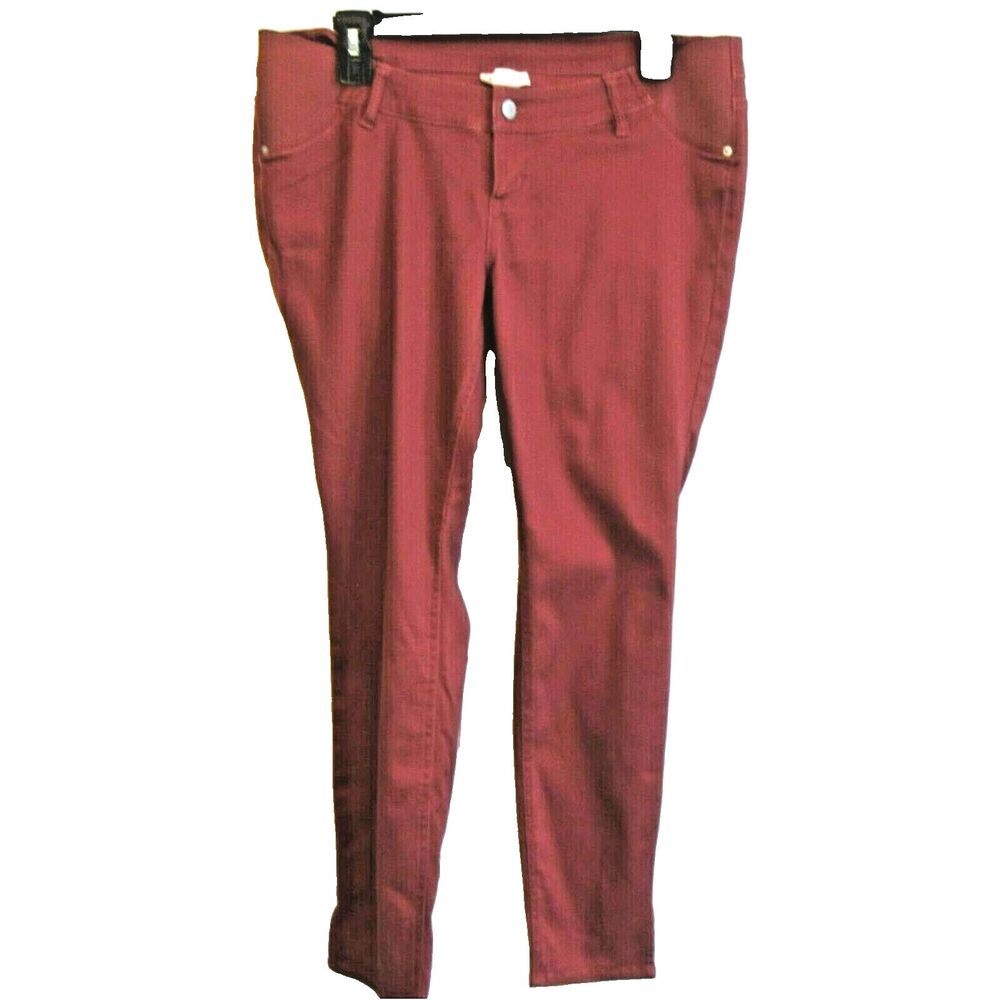 Womens Small Maternity Pants Cropped Tapered Rusty Red No Belly By Mimi